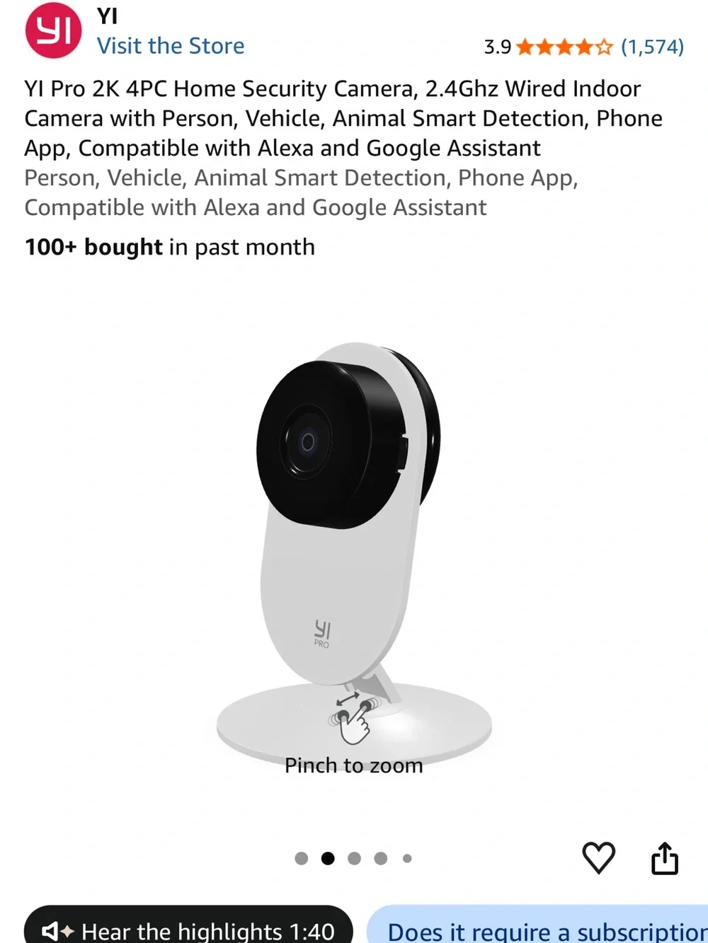 Pro White Indoor Security Camera - AI Motion Detection
